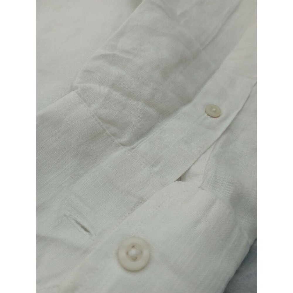 LA MARTINA Solid White Linen Long Sleeve Shirt Size M EC - Picture 8 of 8